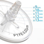 Air Venting Filter Sterile PTFE Hydrophobic Filter Disc 50mm 0.22μm with 7mm-13mm Stepped Hose and Barb Female Luer for Air Filtration, Individually Packed (1)