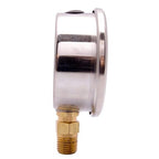 2-1/2" Oil Filled Vacuum Pressure Gauge - Stainless Steel Case, Brass, 1/4" NPT, Lower Mount Connection, 30HG/100PSI