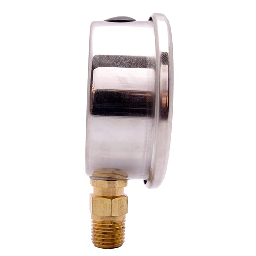 2-1/2" Oil Filled Vacuum Pressure Gauge - Stainless Steel Case, Brass, 1/4" NPT, Lower Mount Connection, 30HG/100PSI