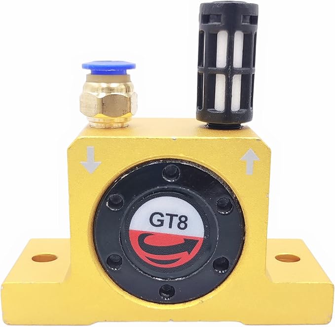 GT8 Industrial Turbine Vibrator - G 1/8" Pneumatic Compressed Air Power Wheel Type Silent Golden With Muffler