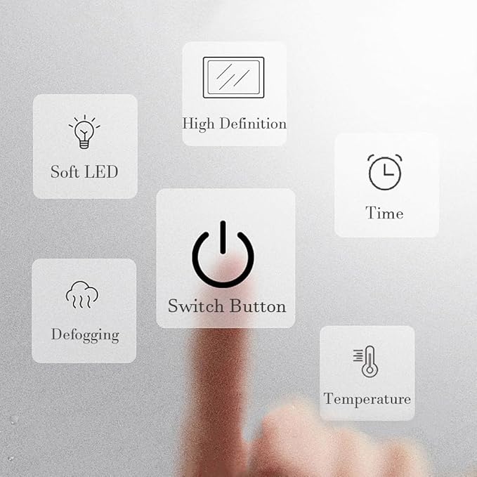 LTSRLL Frameless Illuminated LED Bathroom Wall Mirror with Touch, Demister Pad and Dimmable Lights & 3 Colors for Makeup Shaving and Bath Vanity IP44(Backlight,80cm/31.5in)
