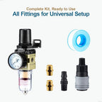 1/4" NPT Air Compressor Filter Regulator Combo, Water Separator Air Pressure Regulator with Gauge AW2000-02