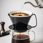 Fino Pour-Over Coffee Brewing Filter Cone, Number 4-Size, Black, Brews 8 to 12-Cups