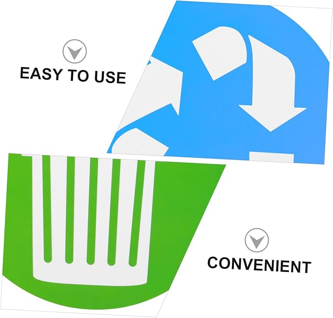 DOITOOL 12pcs Trash Can Recycling Labels Garbage Bin Stickers for Easy Waste Sorting Self-Adhesive Decals for Indoor Outdoor Use