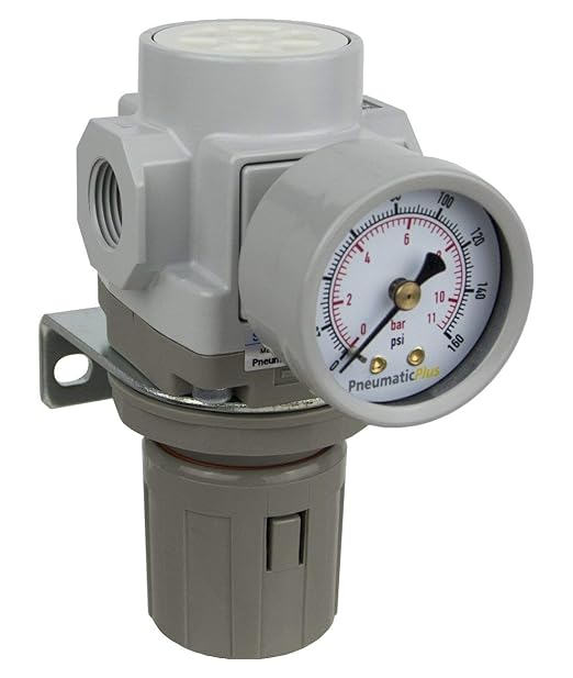 PneumaticPlus SAR300-N03BG Compressed Air Pressure Regulator 3/8" NPT - Bracket, Gauge