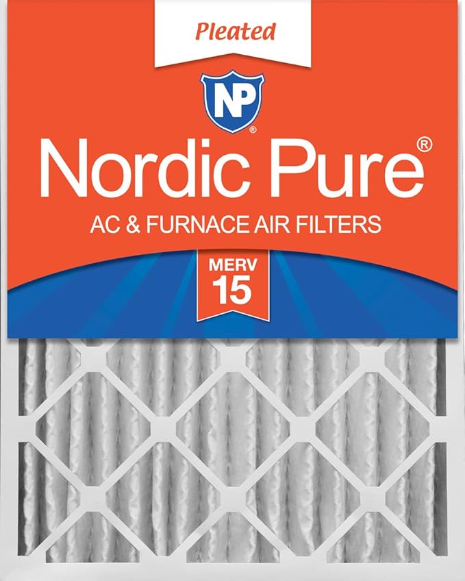 Nordic Pure 16x20x4 (Actual Size: 15 1/2 x 19 1/2 x 3 5/8) Pleated MERV 15 Air Filter 1 Pack
