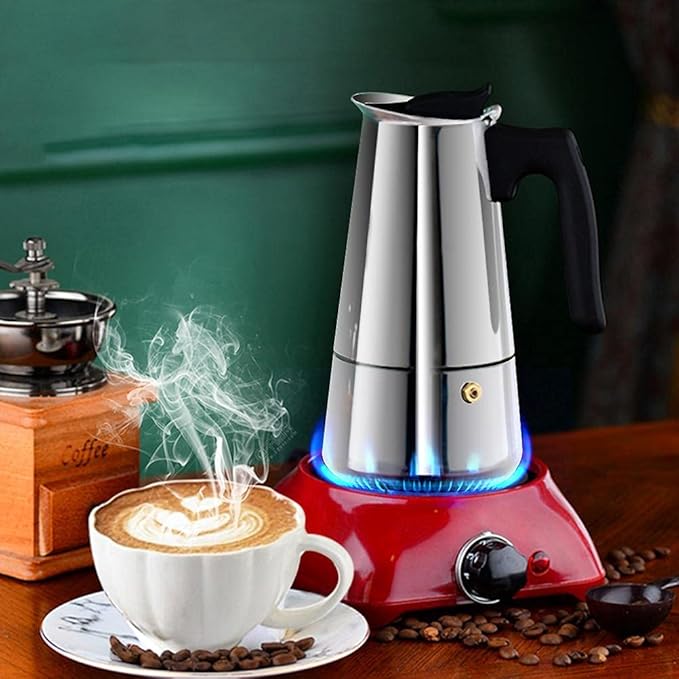 ZJchao Eagle Beak Design Moka Pot Portable Stainless Steel Coffee Maker Pot Pressure Extraction for Rich Flavor Suitable for All Stoves (03)