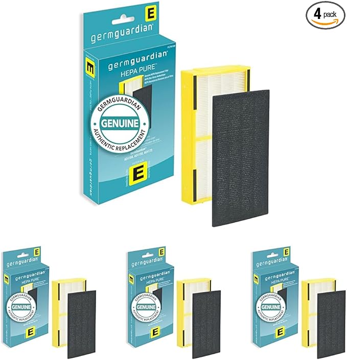Germ Guardian FLT4100 True HEPA Genuine Air Purifier Replacement Filter E for GermGuardian AC4100,AC4150P,AC4150BL,and More,(Pack of 4)