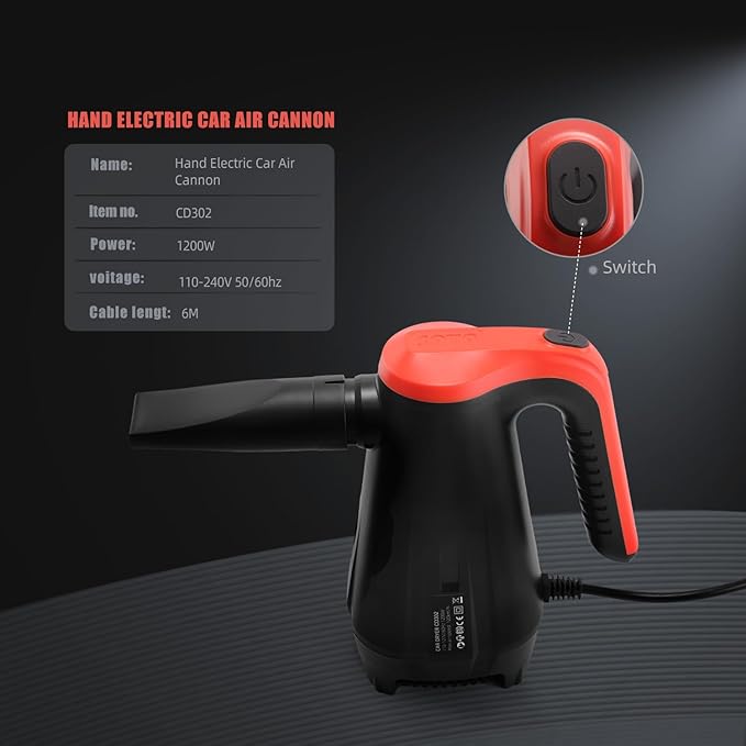 SPTA Car Dryer Air Blower, Car Dryer, Handheld High Powered Filtered Car Wash Dryer Blower,Dry Before Car Cleaning,Car Detailing,Car Wax,or Ceramic Coating, Auto Tool Kit Gift Boat RV Motorcycle