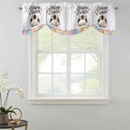 Grey Easter Tie Up Valance Curtains for Windows, Kitchen Curtains Window Shades, Spring Cartoon Bunny Colorful Eggs Wood Grain Light Filtering Roman Curtain Valances for Bedroom/Bathroom/Cafe 54"x18"