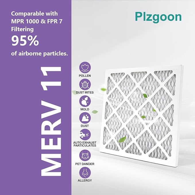 14x14x1 Air Filter MERV 11 (4 Pack) MPR 1000 Pleated AC Furnace Filters for Home Office Air Conditioner AC HVAC Furnace Heating Systems (Exact Dimensions: 13 3/4x13 3/4x3/4 Inches)