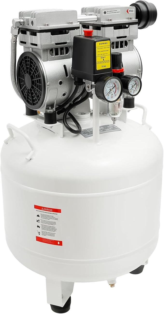 750W 40L Dental Medical Oil-Free Air Compressor, 115PSI 165L/min All-Copper Motor Portable Silent Oil-Free Air Compressor Detachable Air Compressor For Dental Equipment Spray Guns Nail Guns