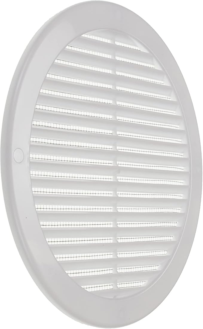 Vent Systems 8" Inch (Opening Dimensions) - Pack of 5 - White Soffit Vent Cover - Plastic Round Air Vent Grille - Built-in Mesh Screen - HVAC Register Louver for Bathroom, Home, Kitchen