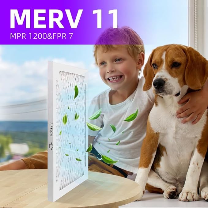 10x20x1 MERV 11 (6-Pack) Pleated Air Filter (Actual Size: 9.75"x19.75"x0.75") MPR 1200 & FPR 7, Furnace Air Filters,10x20x1 air filter