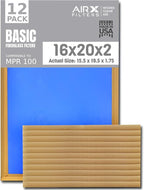 16x20x2 Air Filter Comparable to MPR 100 Basic Economy Furnace Filters, 12 Pack of Non Pleated Fiberglass Filter For Dust - Low Airflow Restriction! From AIRX FILTERS WICKED CLEAN AIR.