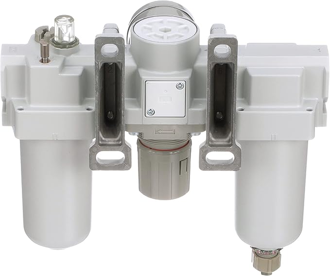 PneumaticPlus SAU400-N06G-MEP Compressed Air Filter Regulator Lubricator Combo 3/4" NPT - Metal Bowl, Manual Drain, Bracket, Gauge