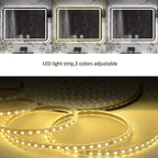 Rectangle Bathroom Mirror with Lights Touch Control Switch Demister Pad,3 Color Lighting Modes