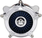 Harley Air Cleaner Turbine Intake Chrome Filter Kit Cnc Cut for Motorcycle Dyna 2000 - 2017 Softail 2000 - 2015 Touring 2000 - 2007 Fitment - B (Blue)