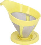 Coffee Strainer Stainless Steel Fine Mesh Pour Over Coffee Dripper Hand Drip Filter Cone for Home Office Travel Camping Portable Reusable Easy Clean Dishwasher Safe (Yellow)