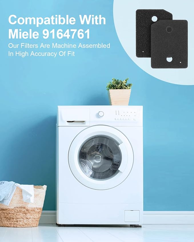 9164761 Foam Filter Replacement for All Miele T1 Heat Pump Tumble Dryers TMB540WP TKS850WP TKG840WP TKS650WP TKB150WP TKG450WP TCJ680WP TCE520WP Parts (6)
