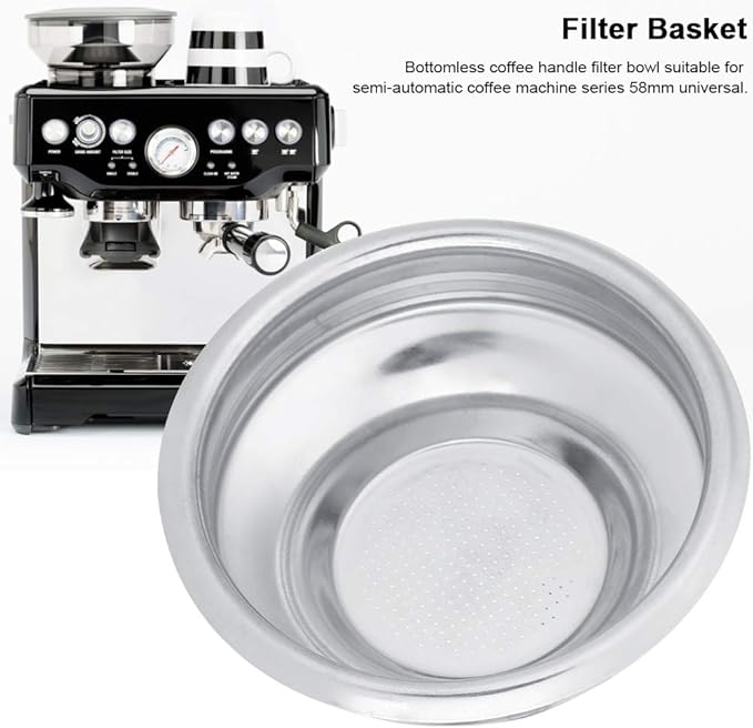 GOTOTOP Coffee Filter, Stainless Steel Filter Basket for 58mm SemiAutomatic Machines, Perfect for Home Baristas and Coffee Shops (Single serving)