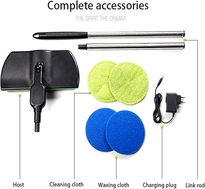 Cordless Electric Mop, 35dB Quiet Floor Cleaner with Dual Motor, Lightweight Spin Scrubber for Hardwood Tile Marble, Adjustable Handle, Rechargeable Polisher, Washable Pads， 2 PCS Cleaning Cloths
