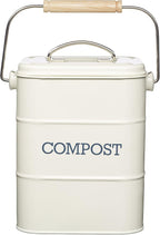 KitchenCraft Living Nostalgia Kitchen Compost Bin, Metal, 16.5 x 12 x 24 cm, Antique Cream