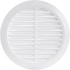 White 5" Inch Round Ventilation Grille with Screen mesh. (Duct 5Ø / Grille 6Ø) Ventilation Applications. Indoor and Outdoor Vent Cover. Available 3 Sizes / 4 Colors.