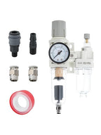 1/4" PT Compressed Air Filter Regulator Lubricator Combo Water/Oil Trap Separator Air Filter Pressure Regulator Automatic Drainage AC2010-02D (1/4" NPT, Automatic Drainage)