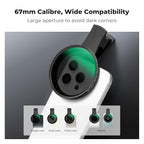 K&F CONCEPT 67mm Clip-on ND2-32 Phone Camera Lens Filter Kit, Multi-Coated Variable Neutral Density Light Reduction Filter Compatible with iPhone 16 15 14 13 12 11 and Other Smart Phone