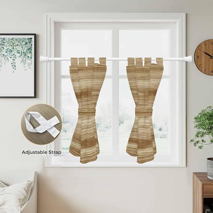 Light Brown Wood Grain Bedroom Curtains 63 Inch Length, Window Curtains Tab Top, Western Farmhouse Barn Door Light Filtering Window Treatments Drapes 42"x63" 2 Panel