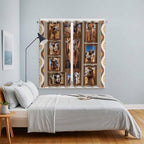 2 Panel Kitchen Cafe Curtains, Desert Camels Sunlight Filtering Nature Air Through, Home Decor Window Covering Tier Curtains for Living Room 80W x 63L inch Western Wildlife Brown Animals Country