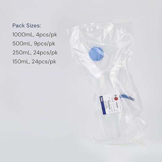 Pack of 9 Diposable Vacuum Filter Units 500mL 0.2μm PES Hydrophilic Membrane