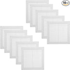 Vent Systems 6" x 6" Inch (Opening Dimensions) - Pack of 10 - Plastic White Soffit Vent Cover - Flat Square Air Vent Grille - Air Vent Deflector - HVAC 8" x 8" Inch (Overall Dimensions)