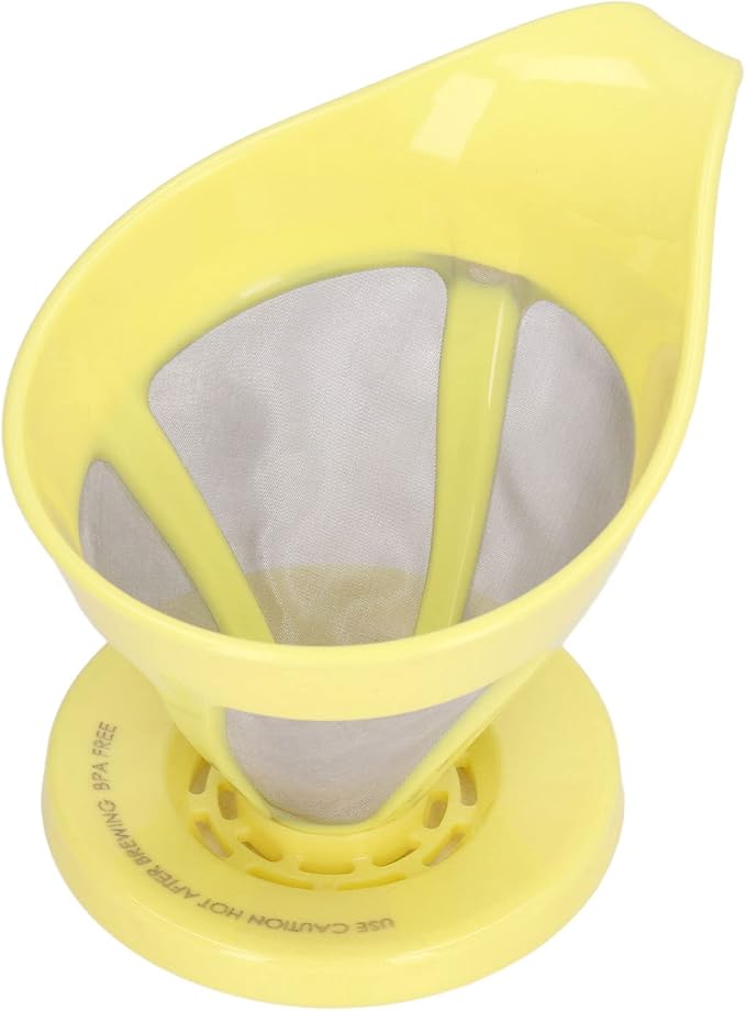 Coffee Strainer Stainless Steel Fine Mesh Pour Over Coffee Dripper Hand Drip Filter Cone for Home Office Travel Camping Portable Reusable Easy Clean Dishwasher Safe (Yellow)