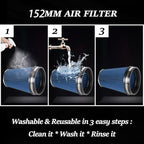 6" Inlet Cold Air Intake Filter Cone Replacement Performance Washable Clamp-On Dry Air Filters Blue (8" Tall)