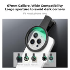 K&F CONCEPT 67mm Clip-on Black Diffusion 1/8 Phone Camera Lens Filter Kit, Mist Cinematic Effect Filter Compatible with iPhone 16 15 14 13 12 11, for Video/Vlog/Portrait Photography
