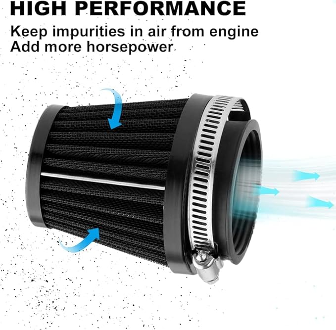 Mtsooning Motorcycle Air Filter Pod, 39mm Washable Universal Clamp-On Breathers, Cone Intake filter Replacement for ATV Dirt Pit Bike Go Kart Motorbike