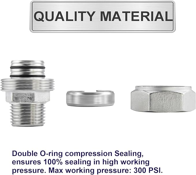 Jingzan Straight Air Piping Fitting,3/4"Piping x 1/2"Male NPT Adapter, Brass-Nickel Plated Fittings for Garage Shop Compressed Air Line Piping System (2 PACK 1/2 NPT x 3/4 Piping)
