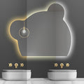 LTSRLL LED Vanity Mirror Cute Bear Decorative Mirror for Bathroom & Dressing Tabler Backlight Wall Mirror with 3 Color Dimmable Light Demister Pad Human Body Sensor Switch(Cut Down,80cmx95cm)