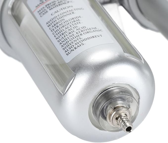 1/4 Inch Compressed Air Line Filter Efficient Filtration Performance Water Oil Separator for Painting Aluminum Alloy PC Plastic 1 Pair Connector
