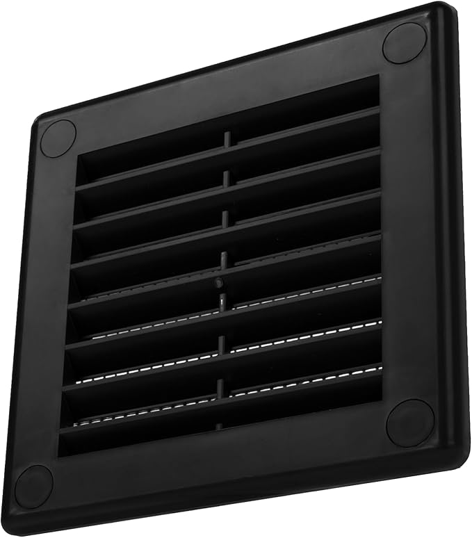 Vent Systems 3" x 3" Inch (Opening Dimensions) - Pack of 5 - Plastic Black Soffit Vent Cover - Flat Square Air Vent Grille - Air Vent Deflector - HVAC 4" x 4" Inch (Overall Dimensions)
