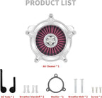 HDBUBALUS Motorcycle CNC Spike Air Cleaner Air Filter Intake System Filter (D-For M8 Touring 17-23,Trike 17-25,Softail 18-24)