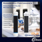 2 Pack Inline Water Filter 1/4" Quick-Connect Replacement Cartridge Inline Activated Carbon Block Filter for Refrigerator, Ice Maker, Under Sink System, Reduces Chlorine, Fluoride, Limescale and More