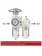1/2" PT Compressed Air Filter Regulator Lubricator Combo Water/Oil Trap Separator Air Filter Pressure Regulator Manual Drainage AC4010-04 (1/2" NPT, Manual Drainage)