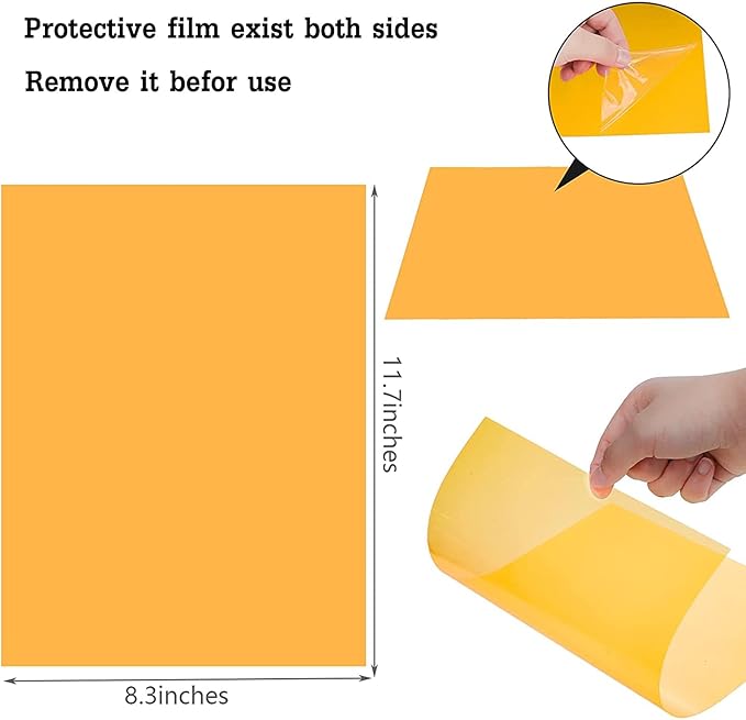 10 Pack Gel Light Filter Transparency Color Film Plastic Sheets Colored Overlays Correction Gels Filter for Lamp, Headlight, Photo Studio Strobe, LED, Headlight Film (Orange)
