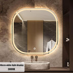 JSLJDM 500X500 mm Illuminated Backlit LED Bathroom Mirror, Wall Mounted Multifunction Bathroom Vanity Mirror with Lights and Demister Pad, Energy-Saving Illuminated Smart Mirror 70cm tricolorlight
