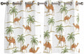 2 Panel Kitchen Cafe Curtains, Desert Camels Sunlight Filtering Nature Air Through, Home Decor Window Covering Tier Curtains for Bedroom Living Room Tropical Date Palm Trees Animal