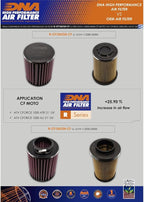 DNA High Performance Air Filter Compatible for CF Moto ATV CForce 1000 ATR (21-24) with Round Design, 98-99% Filtering Efficiency and 25.90% Increased Air Flow PN: R-CF10AT24-CF