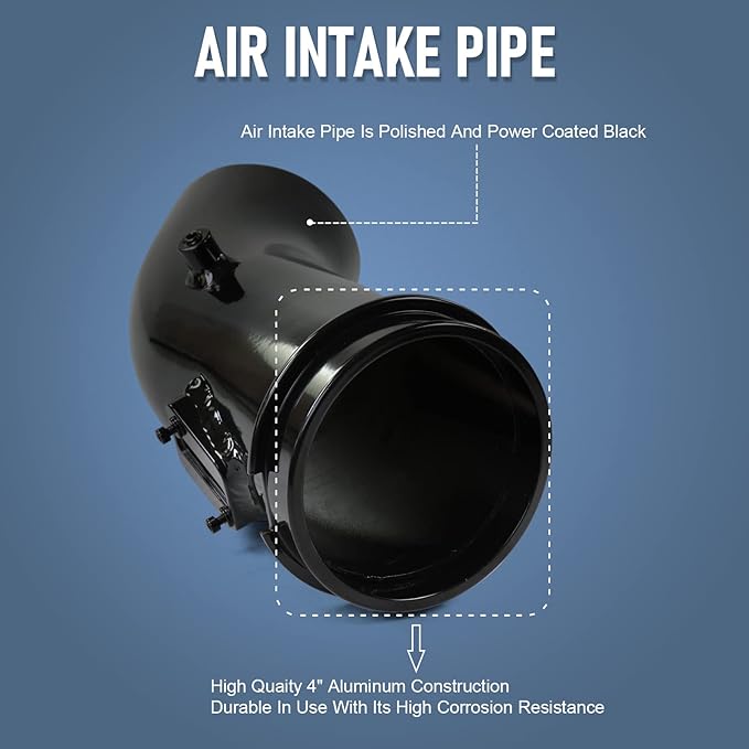 4" Cold Air Intake Pipe Kit with Oiled Filter, Filter System Replacement for 2011-2016 Ford Power stroke Diesel Engine 6.7L, F-250 F-350 F-450 Super Duty 6.7L Diesel (2011 2012 2013 2014 2015 2016)
